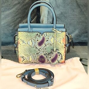 KATE SPADE NEW YORK SPENCER MULTICOLOR PYTHON TWO-WAY TOTE SPADE CHARMS DUSTBAG